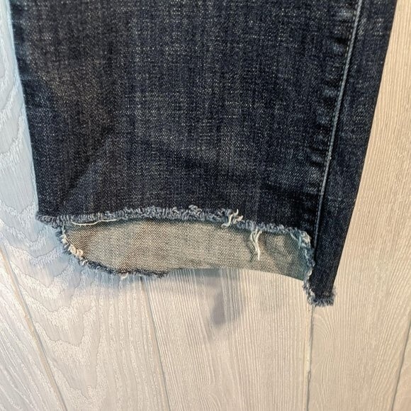 J.Crew Hipslung high low raw hem dark wash low rise jeans sz 28 - Picture 7 of 10